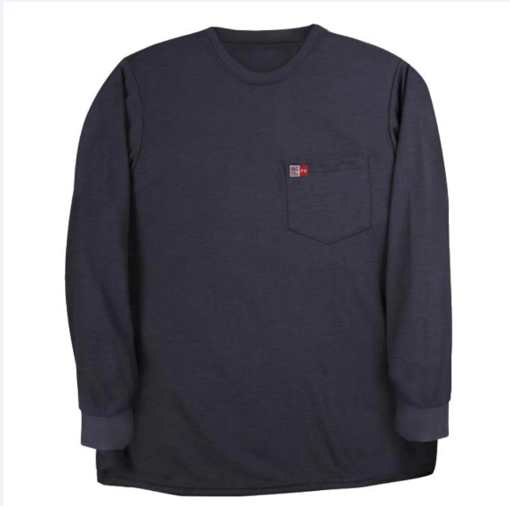 BIG BILL® Lightweight Flame Resistant Long Sleeve Chest Pocket T-shirt - Navy - DW5VT5