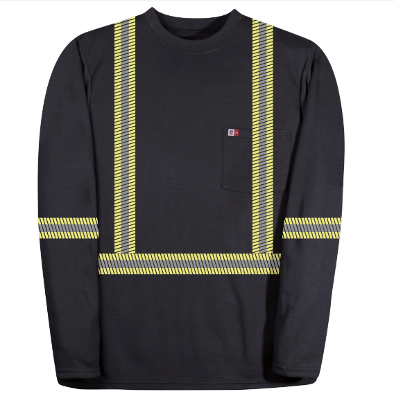 BIG BILL® Hi Vis Flame Resistant Long Sleeve Shirt with Reflective Tape - Navy - SDT5PD8