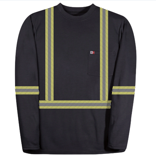 BIG BILL® Hi Vis Flame Resistant Long Sleeve Shirt with Reflective Tape - Navy - SDT5PD8