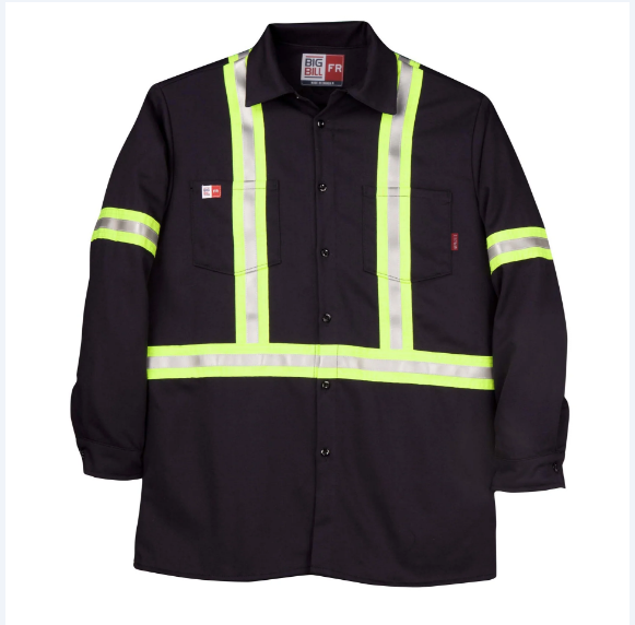 Big Bill® Flame Resistant Industrial Work Shirt with Reflective Tape - Navy - 235US9