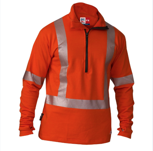 BIG BILL®   Hi Vis Flame Resistant Quarter-Zip Grid Fleece - SRT29PS11