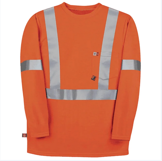BIG BILL® High Visibility Flame Resistant Long Sleeve T-Shirt - Orange - RT5PD8