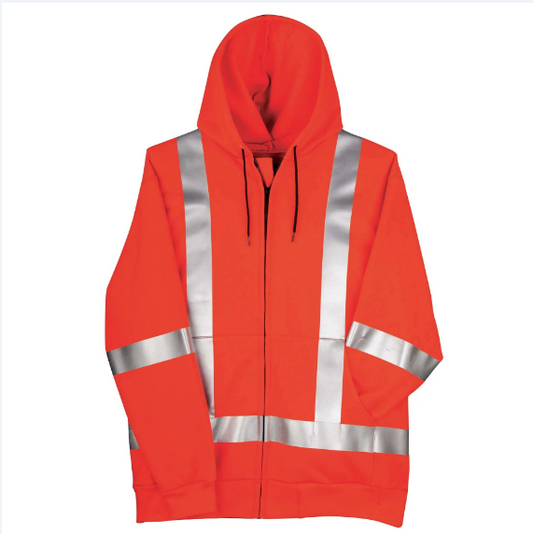 Big Bill® Hi-Vis Flame Resistant Zip-Front Wind Resistant Hooded Sweatshirt - Orange - RT17WP12