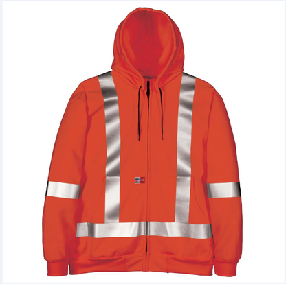 Big Bill® Flamr Resistant Zip-Front Sweatshirt with Detachable Hood and Reflective Material - Orange - RT27IT14