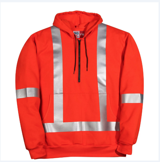 Big Bill® Hi-Vis Flame Resistant Half-Zip Hooded Sweatshirt - Orange - RT26IT14