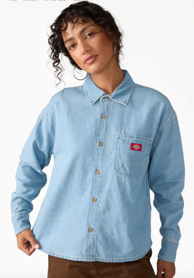 Dickies Women's Lightweight Long Sleeve Denim Shirt