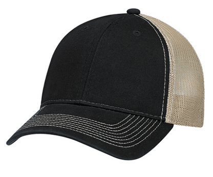 AJM International Enzyme Washed Deluxe Chino Twill / Soft Polyester Mesh Cap - 6H640M
