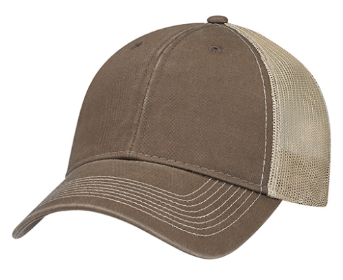 AJM International Enzyme Washed Deluxe Chino Twill / Soft Polyester Mesh Cap - 6H640M