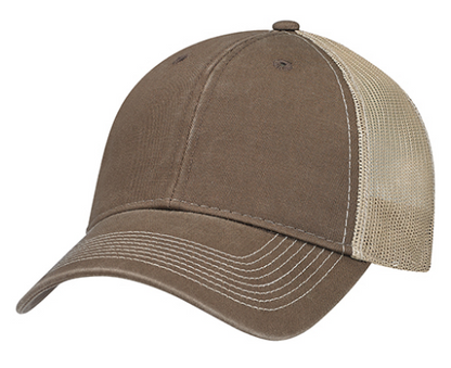 AJM International Enzyme Washed Deluxe Chino Twill / Soft Polyester Mesh Cap - 6H640M