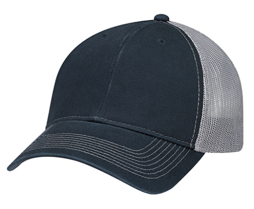 AJM International Enzyme Washed Deluxe Chino Twill / Soft Polyester Mesh Cap - 6H640M