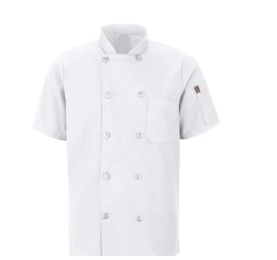 RED KAP® CHEF DESIGNS® SHORT SLEEVE CHEF COAT WITH OILBLOK + MIMIX™. - 046X