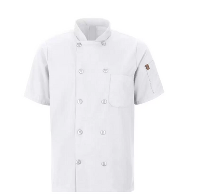 RED KAP® CHEF DESIGNS® SHORT SLEEVE CHEF COAT WITH OILBLOK + MIMIX™. - 046X