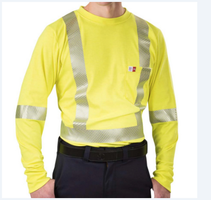 BIG BILL® High Visibility Flame Resistant Athletic Performance Long Sleeve T-Shirt - Yellow - SRT5PY6